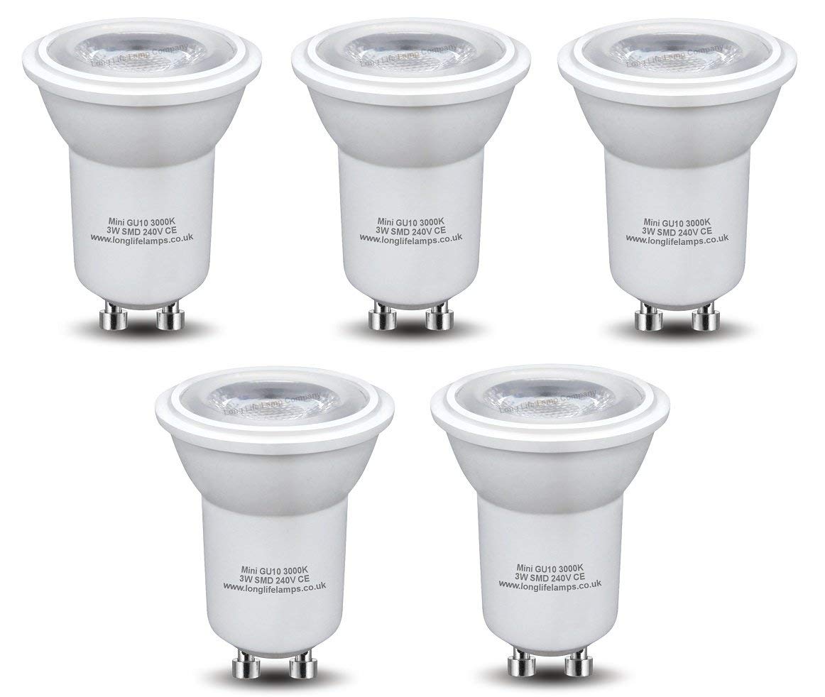 Long Life Lamp Company 5 x 3w LED Small Mini GU10 35mm Light Bulb Warm White MRGU10, 5 Count (Pack of 1) - Image 4