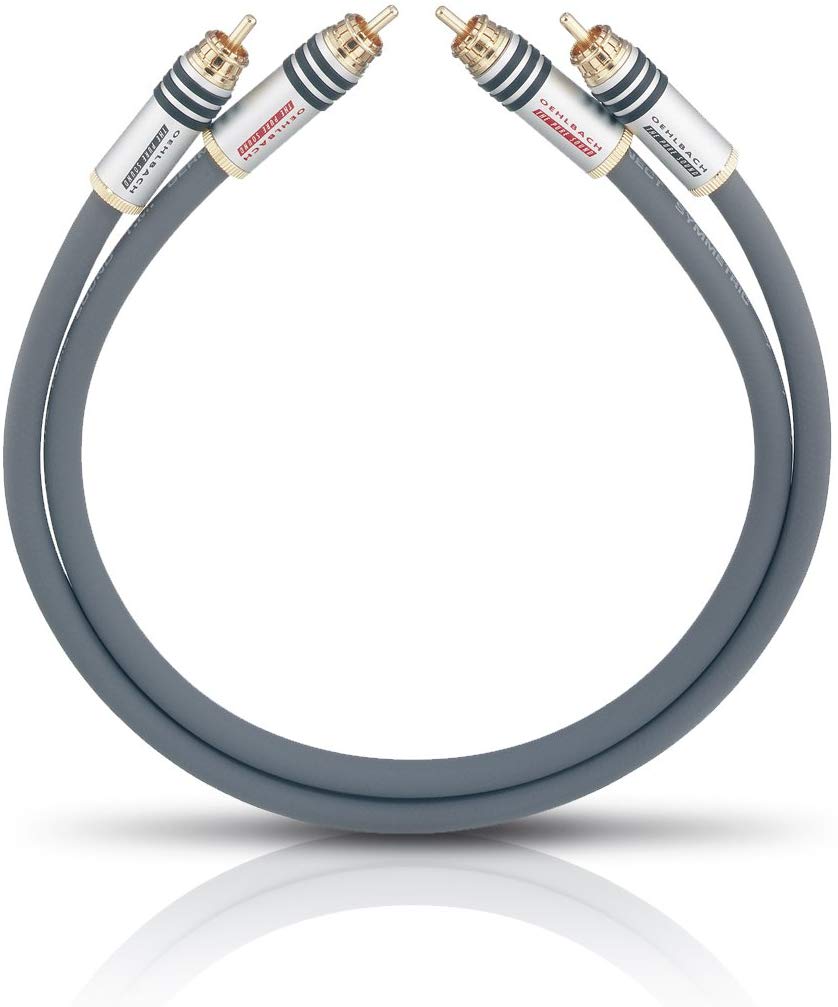 OEHLBACH NF 14 Master 100 - Premium Stereo Audio RCA Cable Set - Symetric Construction & Silver-Plated Copper - 2 x 1 m - Anthracite