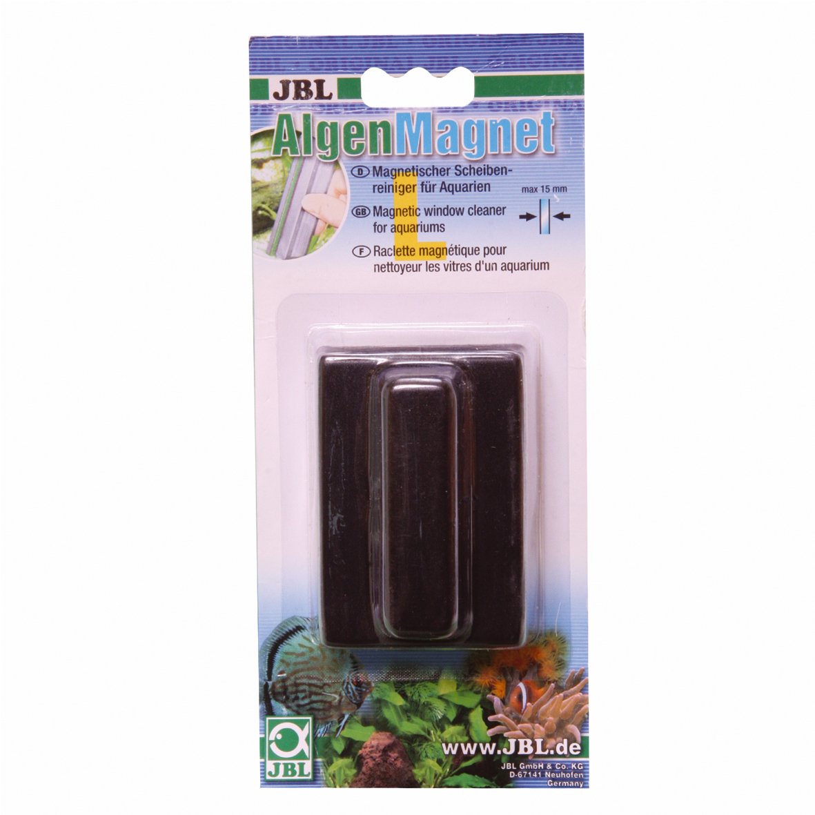JBL Algae magnet L, Magnetic glass cleaner for aquarium panes, black