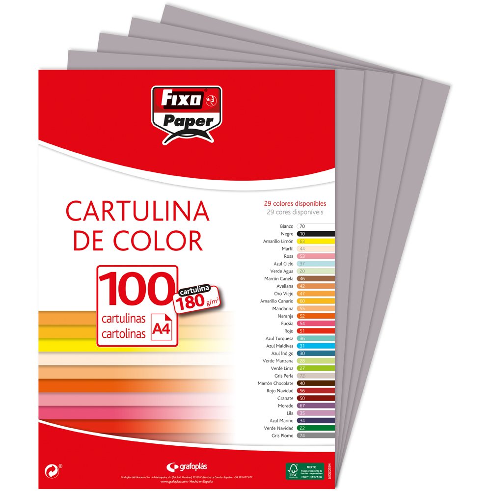Fixo 11110474 - A4 Cardstock, Pack of 100 Sheets, Dark Grey Colour