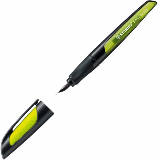 Ergonomic School Fountain Pen - STABILO EASYbuddy A Nib Black/Lime - Image 2