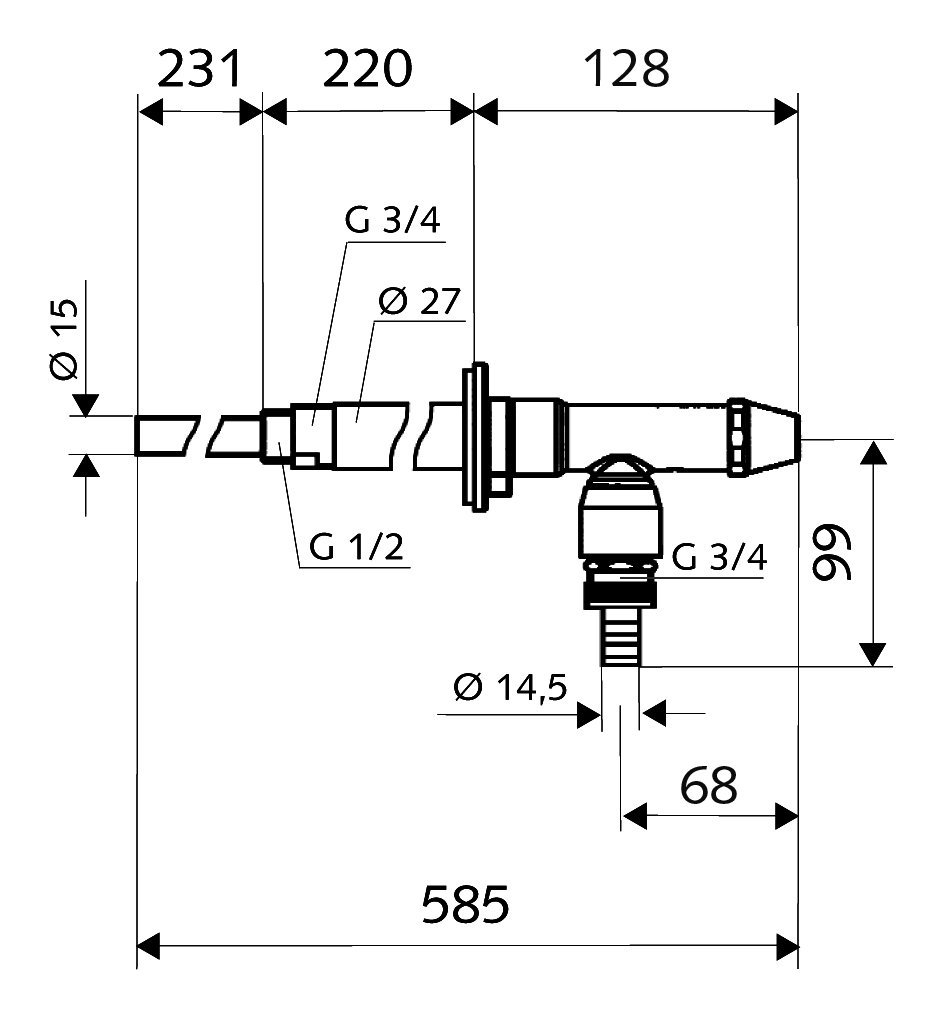 Schell Outdoor Wall Valve Set, Polar II, Frost-Proof with Pipe Diffuser, matt Chrome, 039960399, Mattchrom, 15 mm - Image 2