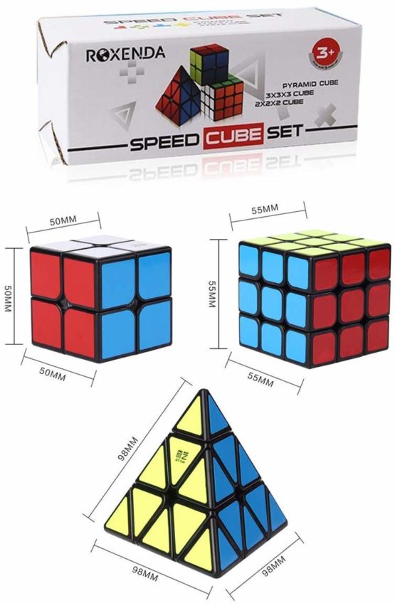 ROXENDA Original Cube Set, Magic Cube Set of 2x2 3x3 Pyramid Cube Smooth Puzzle Cube -Sticker - Image 3
