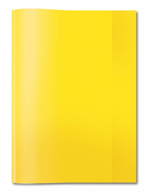 HERMA Clear Exercise Book Cover A4, Made of wipeable and Sturdy Plastic, Slip on Cover Jackets for School, Yellow,7491