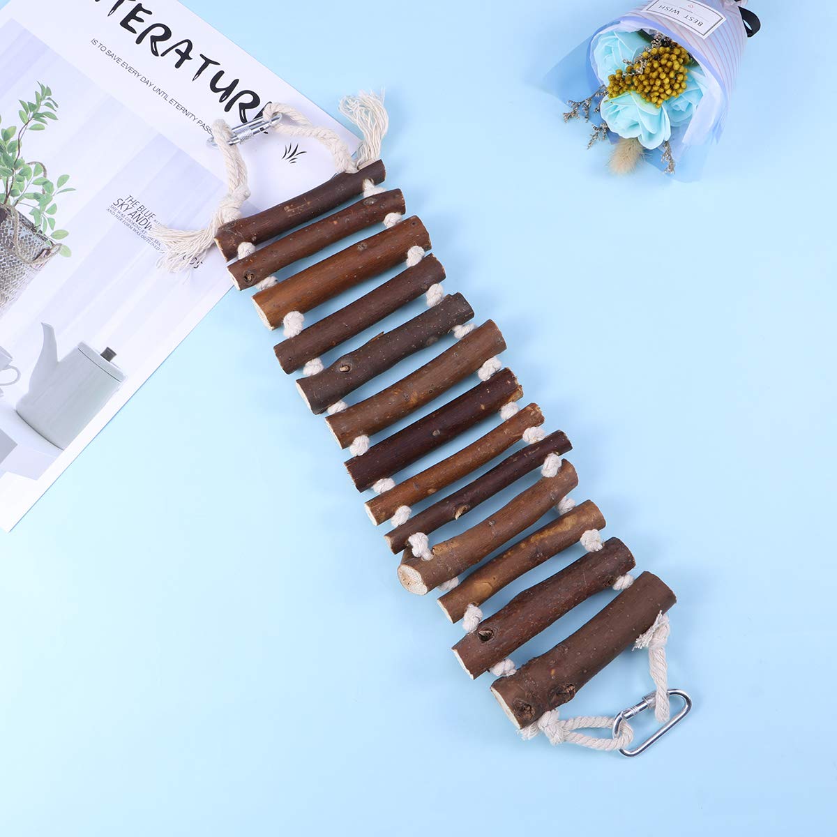 UEETEK Naturals Rope Ladder Bird Toy Flexible Bridge Swing Ladder for