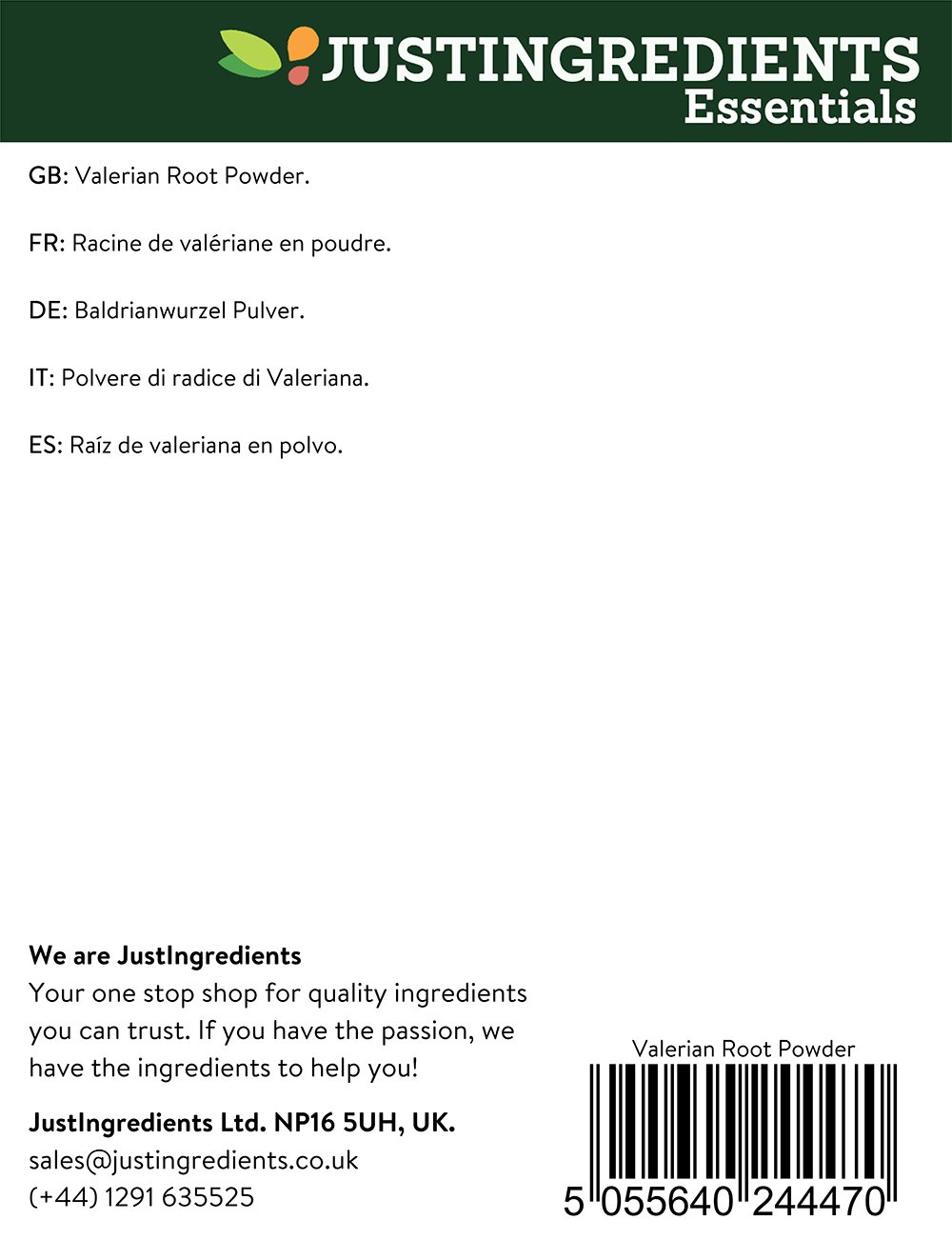 JustIngredients Essentials Valerian Root Powder 500 g - Image 2