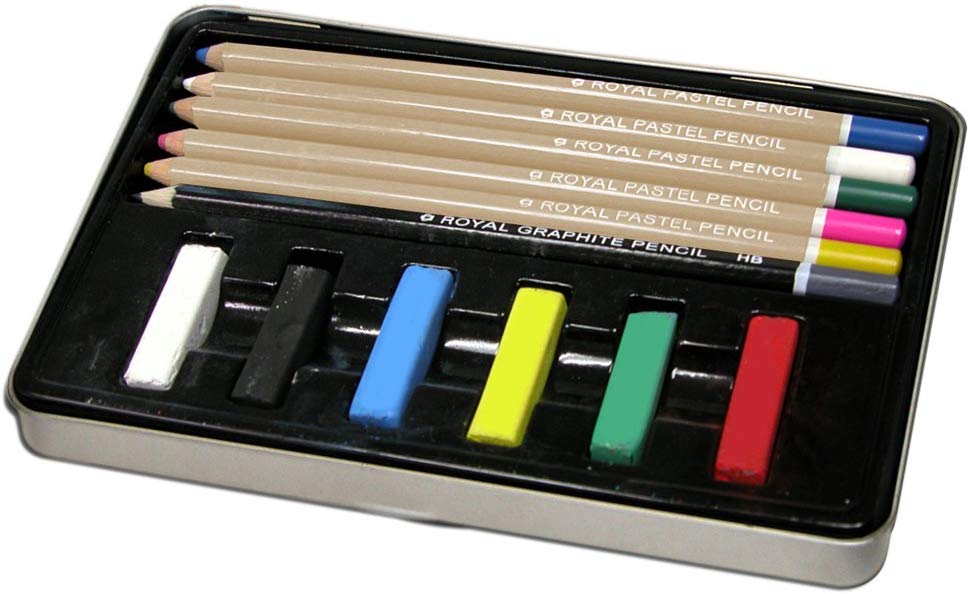 Royal & Langnickel Small Tin Pastel Pencil Art Set, Blue - Image 2