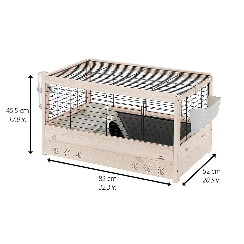 Ferplast FSC Wooden Rabbit Cage ARENA 80, Guinea Pigs, Accessories Included BigaMart
