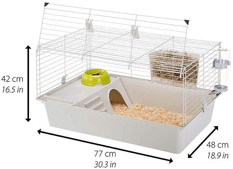 FERPLAST Rodent Cage CAVIE 80 for Guinea Pigs Guinea Pigs, in Metal, Accessories included: Manger, Drinking bottle, Bowl - Image 2