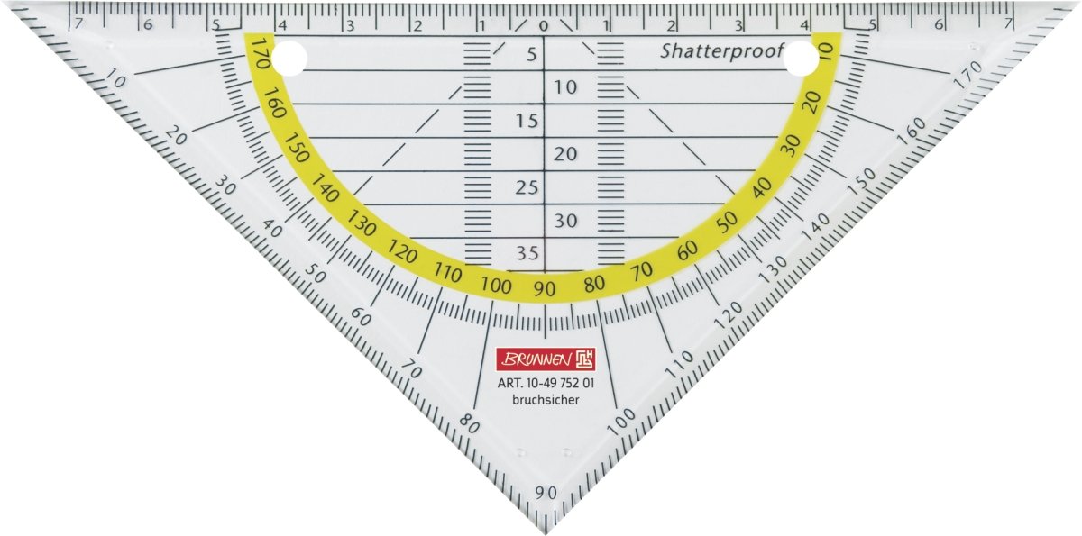 Brunnen Geometry Set Square, Drafting Triangle, Plastic, 231mm, glass clear