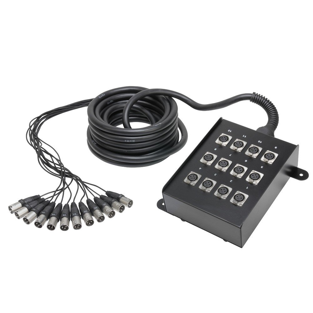 Adam Hall 10m Cables Stage Box 12/0, Black, 10 meters