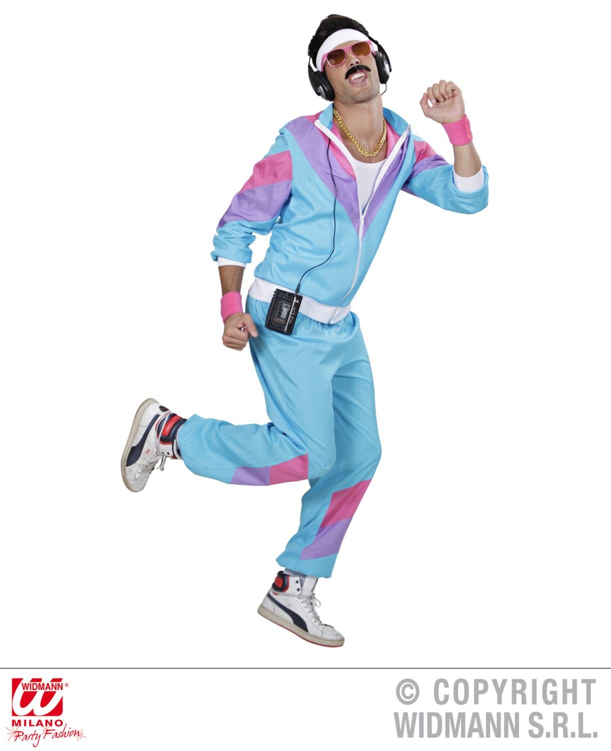 Widmann 80s/90s Tracksuit Costume/Outfit, Blue, Pink and Purple, Jacket and Trousers, Disco, Jogging Suit, Retro Style - Image 3