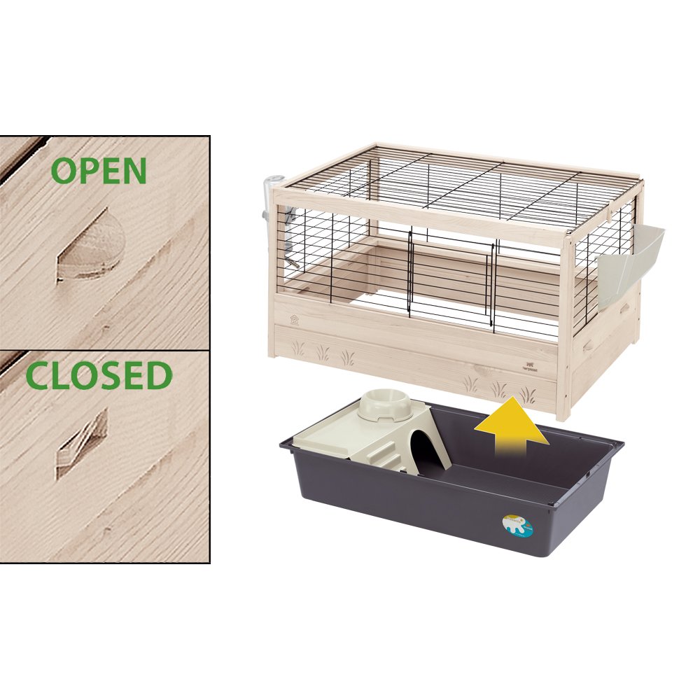 Ferplast FSC Wooden Rabbit Cage ARENA 80, Guinea Pigs, Accessories Included BigaMart