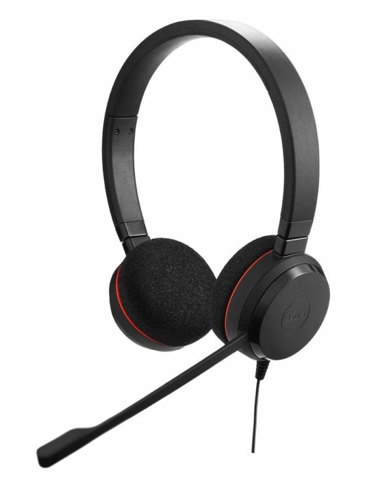 Jabra Evolve 20 Stereo Headset - Wired Headphones for VoIP Softphone with Passive Noise Cancellation - USB-Cable with Controller - Black