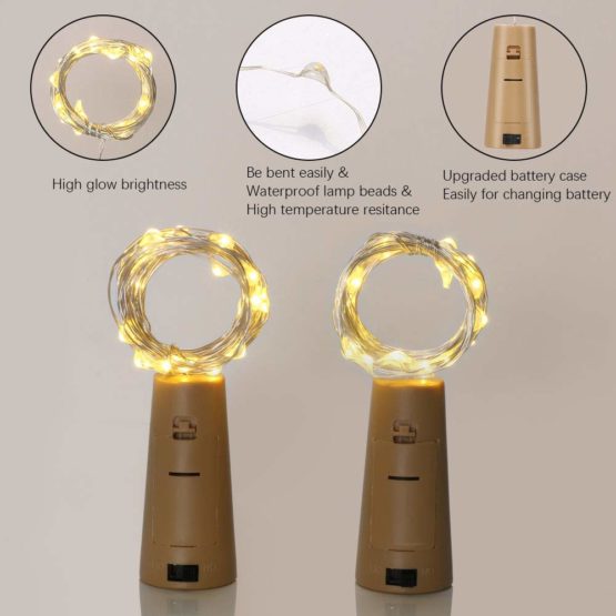 Vicloon Bottle Lights with Cork, 12pcs LED Bottle Light 2M/20 Wine Bottle Lights Copper Wire for Halloween Christmas Party Decor DIY, Warm White Lights, Battery Included (Battery Box Upgrade Design) - Image 4
