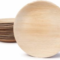 BIOZOYG Palmware palm leaf tableware I 25 pieces Palm Plate round Ø 23 cm I Bio Disposable Crockery Biodegradable Party tableware disposable tableware compostable