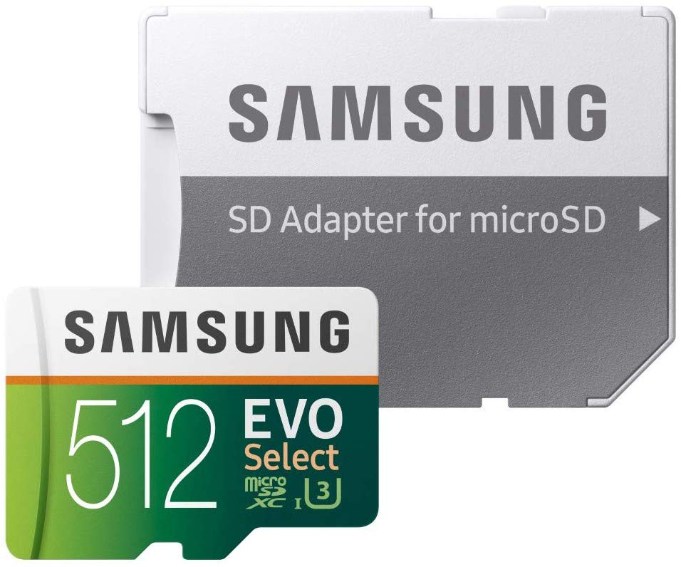 Samsung EVO Select 512 GB microSDXC UHS-I U3 100 MB/s Full HD & 4K UHD Memory Card with Adapter (MB-ME512GA)- Amazon Exclusive