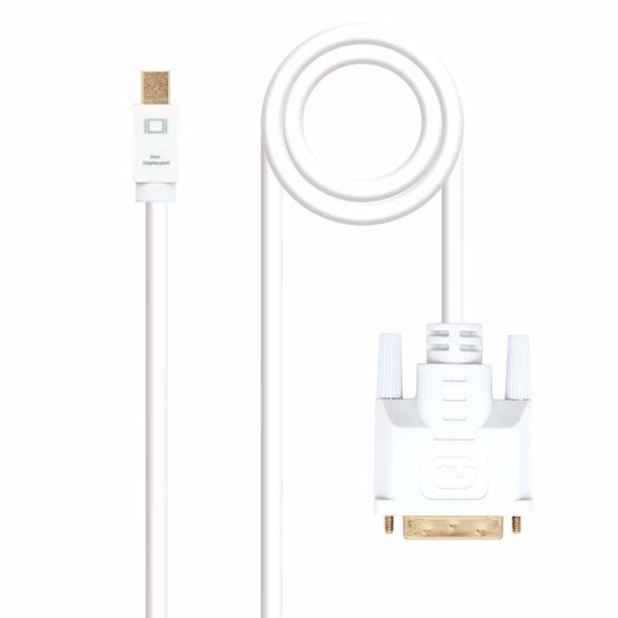 Nanocable 10.15.4202 Mini DisplayPort to DVI Converter Cable, Mini DisplayPort/M-DVI/M, White, 2.0 m