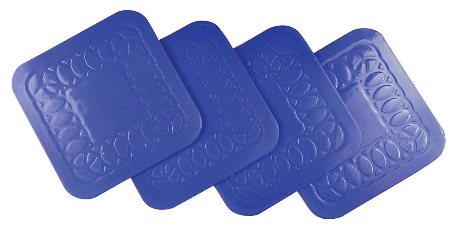 Tenura Blue Non Slip Heat Proof Coasters Square 9x9 cm for Coffee Tea, Beer, Mug, Wine on Tables, Counters, Cabinets Pack of 4