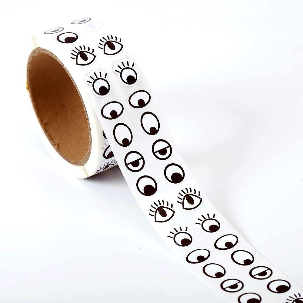 Black White Wiggle Eye Stickers Labels on a Roll -2000 Pcs, Multicolor