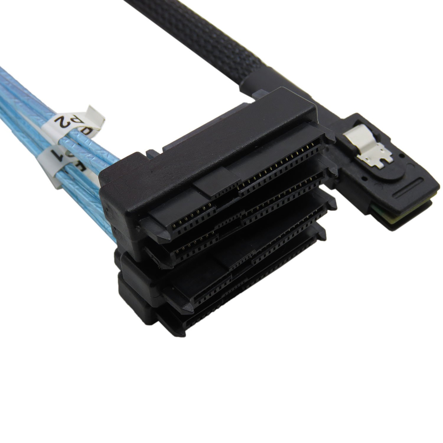 CableDeconn Mini SAS 36 SFF-8087 to (4) SFF-8482 Connectors With SATA Power 1m, Black, 1Meter - Image 4