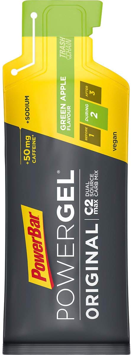 Powerbar - PowerGel Original - Green Apple - 24x41g - High Carb Energy Gel - Sodium - 50mg Caffeine, Yellow, 980 g (Pack of 1) - Image 2