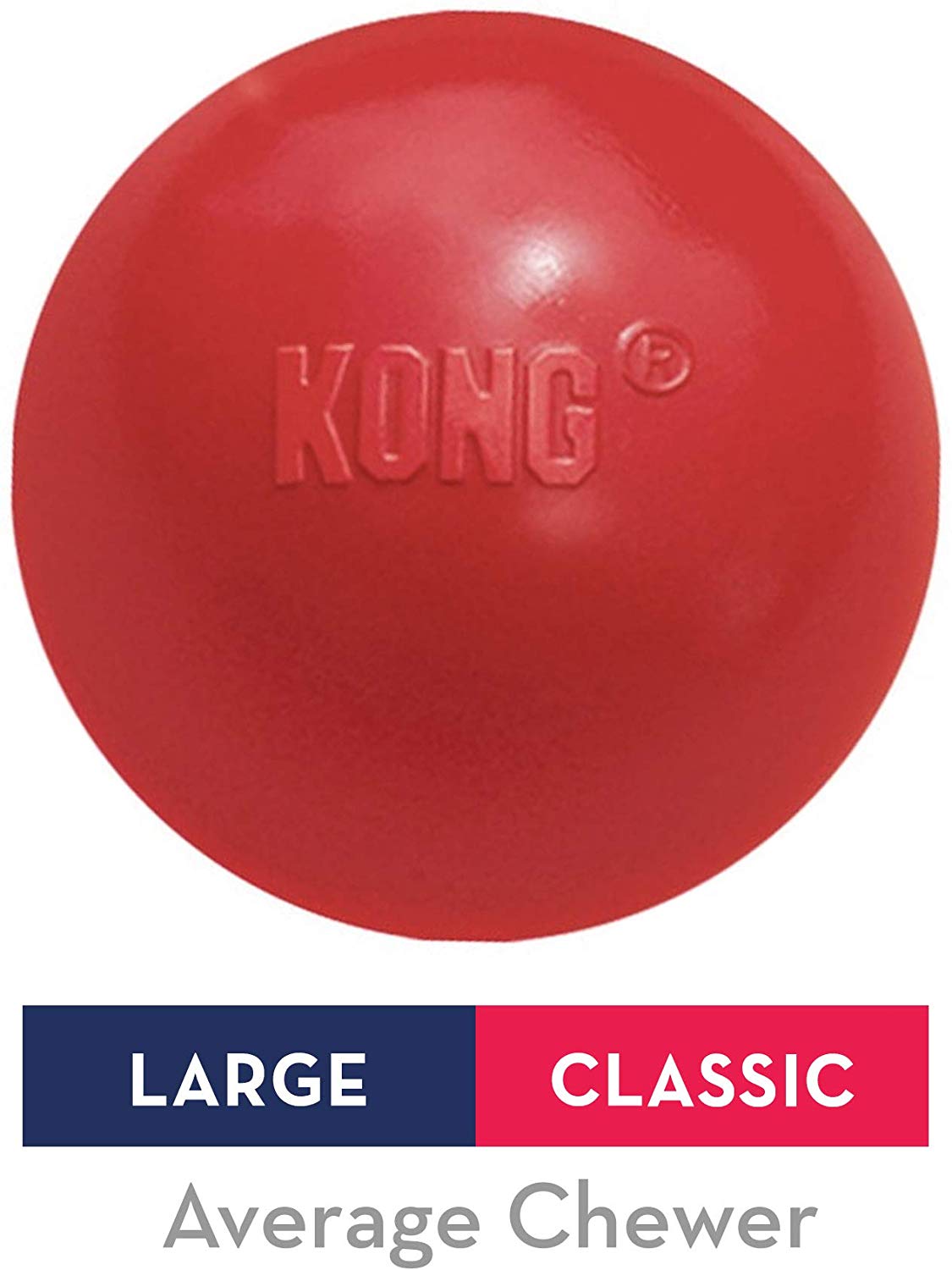 KONG Ball with Hole - Dog Fetch Toy - Classic Rubber Ball for Training and Playtime - For Large/Medium Dogs, Red