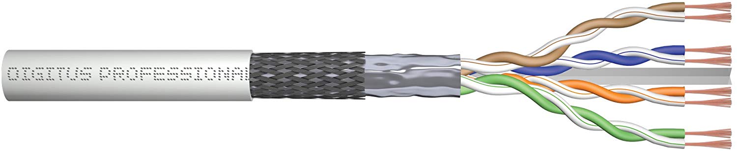 DIGITUS Raw patch cable Cat-6 - Unassembled by the metre - 100 m - SF-UTP network cable - LSZH - AWG 26/7 - Grey