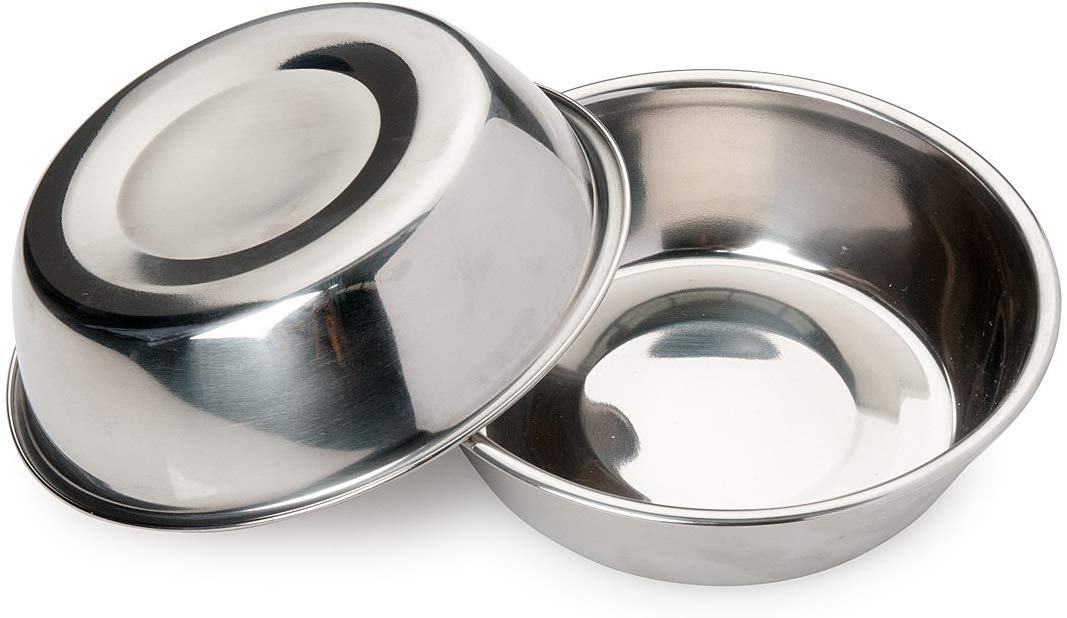 Bonza Two Piece Stainless Steel Dog Bowls for Pet Feeding Station. Perfect for Small Dogs and Cats, Silver, 2 Stainless Steel Bowls