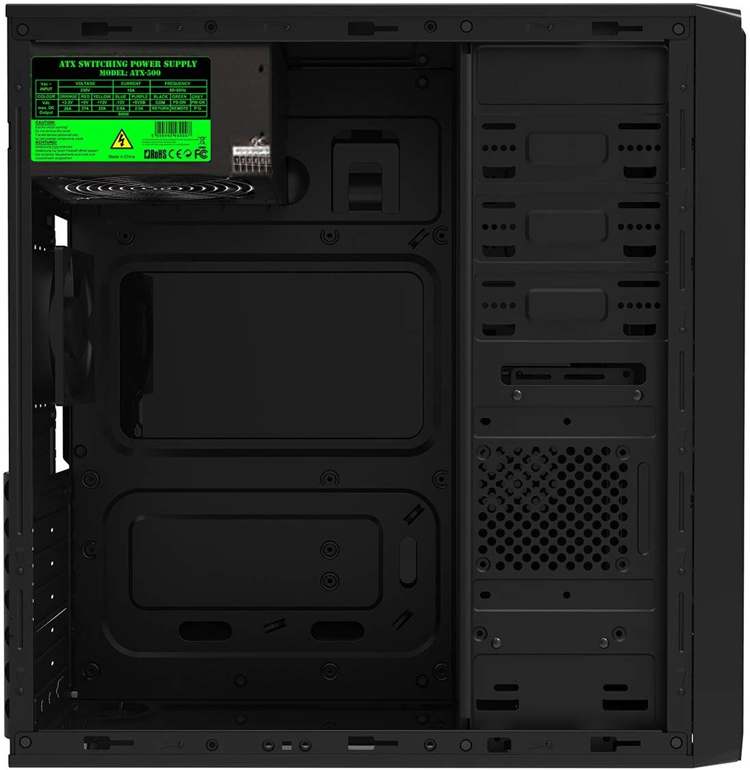 CiT Jet Stream Office PC Case with 500W Power Supply, ATX, Micro-ATX & Mini-ITX Support, 2x USB 3.0 - Image 4