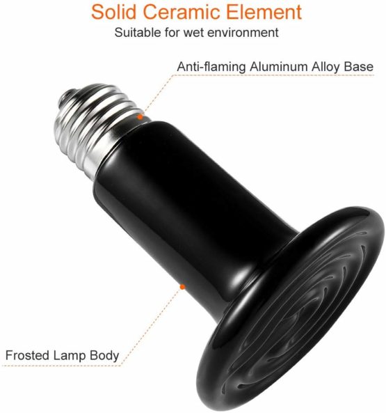 LEDGLE Terrarium Reptile Heat Bulb, Ceramic Heat Emitter 100w, E27 Infrared Ceramic Reptile Heater Pet Ceramic Heat Bulb for Reptiles/Lizards/Tortoise/Chicken - Image 3