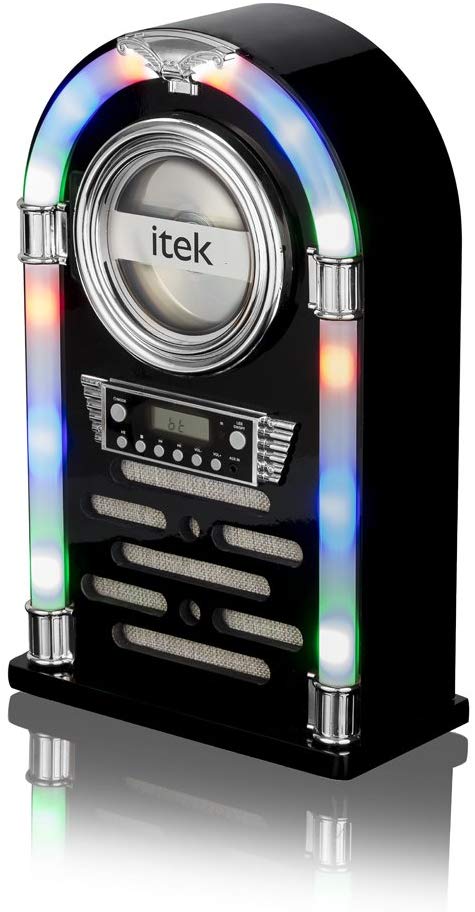 iTek Jukebox with CD Player, FM Radio and Bluetooth Connection, Remote Control Included, Gloss Black