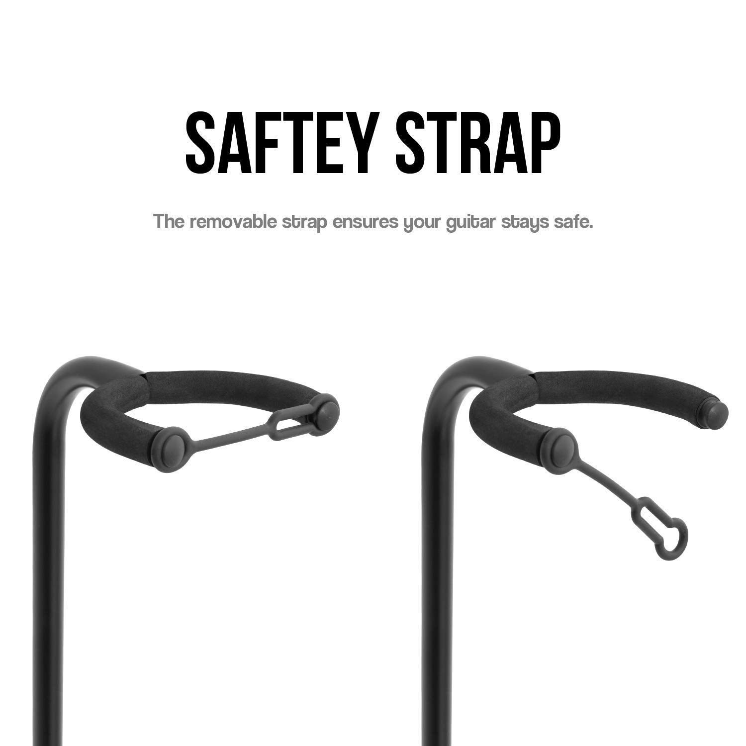 Tiger Universal Guitar Stand & 2 Packs of Electric Guitar Strings, black - Image 4