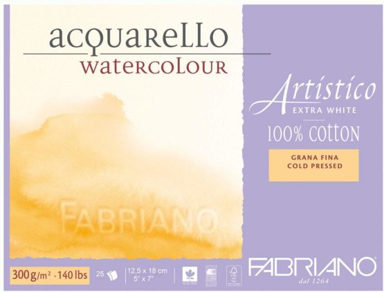 Fabriano AEW BL 4CO 25F GF Watercolour Paper - 12.5 x 18 cm Extra White
