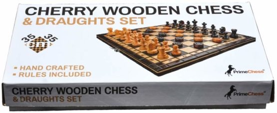 Prime Chess Hand Crafted Cherry Wooden Chess and Draughts Set 35 x 35 Centimeter - Image 4