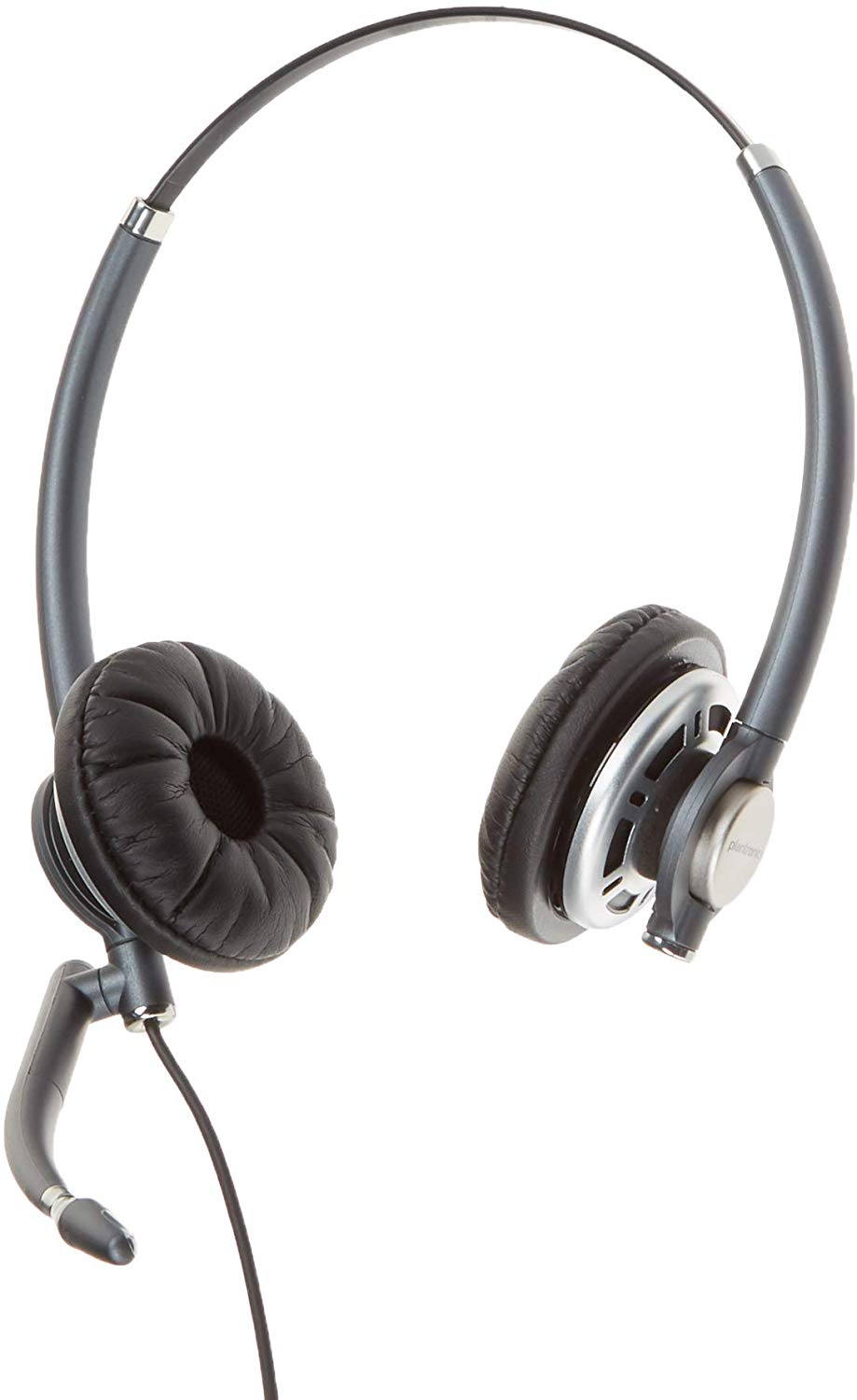 Plantronics EncorePro HW720D Over-the-Head Binaural Corded Headset with Noise Cancelling Microphone, Black, Silver