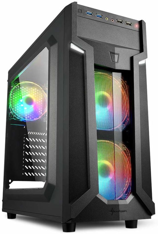 Sharkoon VG6-W RGB Black Mid Tower Case (M-ITX/M-ATX/ATX), red / green / blue