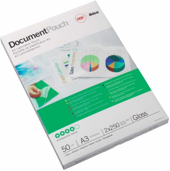 GBC A3 2x125 Micron Gloss Laminating Pouches, Pack of 25, 3747237 - Image 2