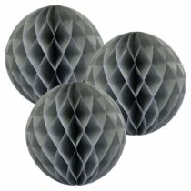 8"(20CM) Paper Honeycomb Balls (Pack of 3) Several Colours Available (Grey)