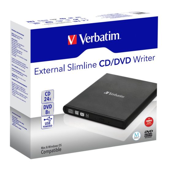 Verbatim 98938 External Slimline USB 2.0 Mobile CD/DVD Writer - Black - Image 4