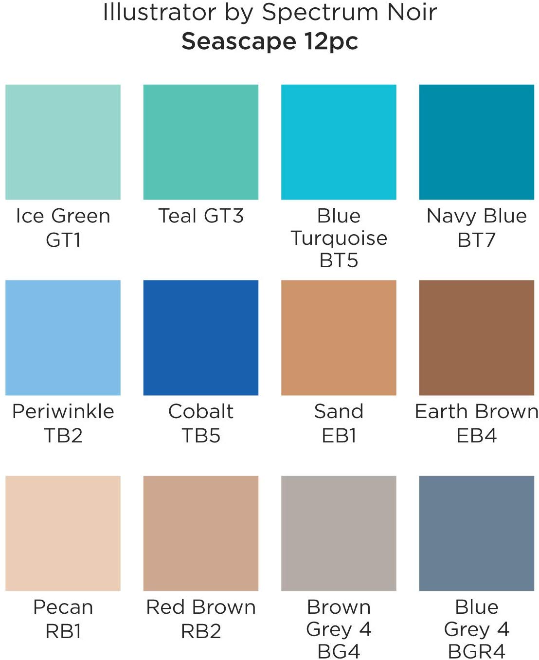 Spectrum Noir Illustrator (12Pc) - Seascape, Pack of 12 , SPECN-IL12-SEA,Multicolor,19 x 18.4 x 2.1 cm, 1 count (Pack of 12) - Image 4