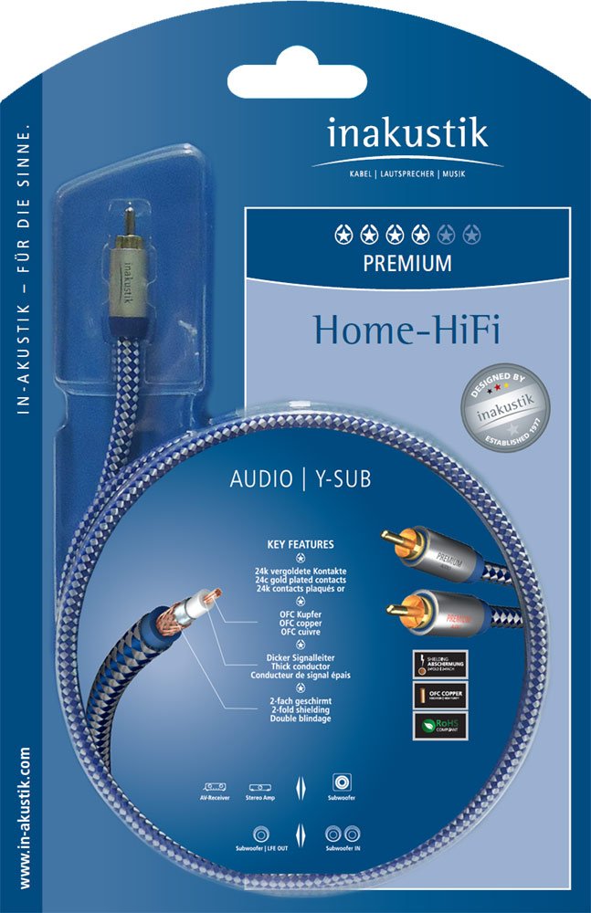In-akustik Premium II Audio Y-Subwoofer Cable 2 m, blue, 5 m - Image 3