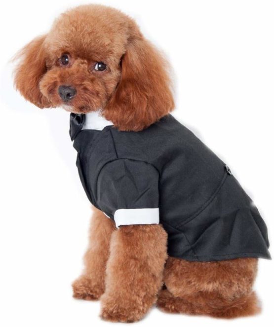 Keysui Black Dog Tuxedo Suit Puppy Wedding Clothes Coat Doggie Costume Large Size - Image 2