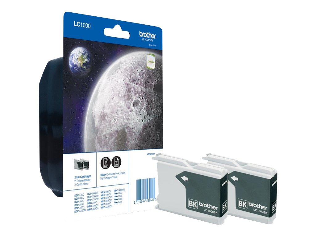 Brother LC-1000BK Inkjet Cartridge, Black, Twin Pack, Standard Yield, Includes 2 x Inkjet Cartridges, Brother Genuine Supplies - Image 2