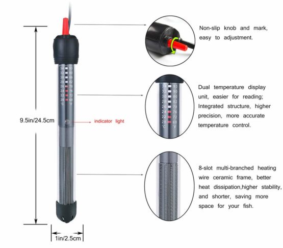 HITOP HP-608 Submersible Aquarium Heater 100W 200W With Thermometer and ...