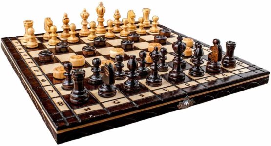 Prime Chess Hand Crafted Cherry Wooden Chess and Draughts Set 35 x 35 Centimeter - Image 2