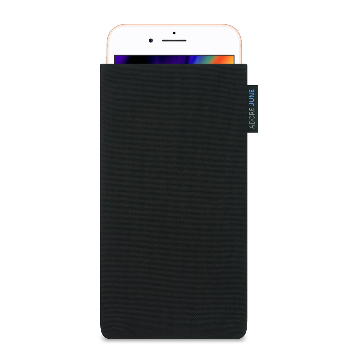 Adore June Classic Black Case Compatible with iPhone 8 Plus Mobile Phone Case Made of Durable Cordura Fabric with Screen Cleaning Effect