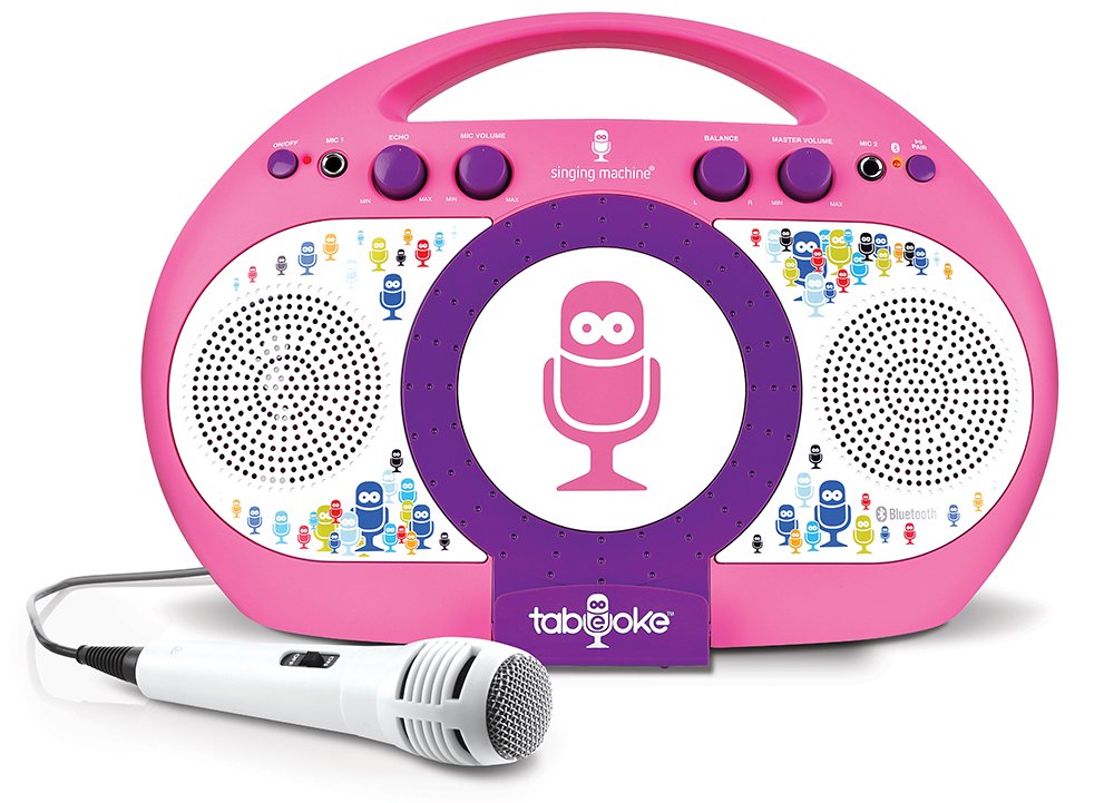 Singing Machine iSM398PP Bluetooth Tablet Karaoke Machine with Microphone, Pink/Purple, Purple/Pink