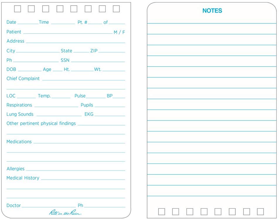 Rite in the Rain Weatherproof EMS Notebook, 3" x 5", Yellow Cover, Vital Stats Pages (No. 112), 3"x 5" - Image 3