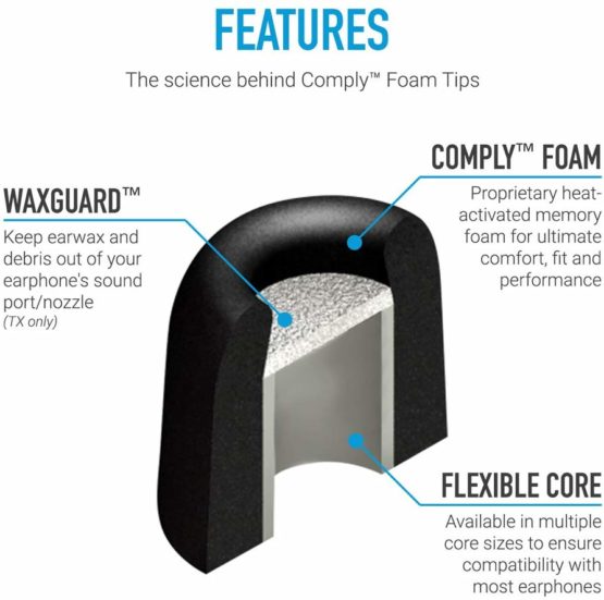 Comply Tx-200 Isolation Plus Black Earbud Tips - Assorted x3 - Image 4